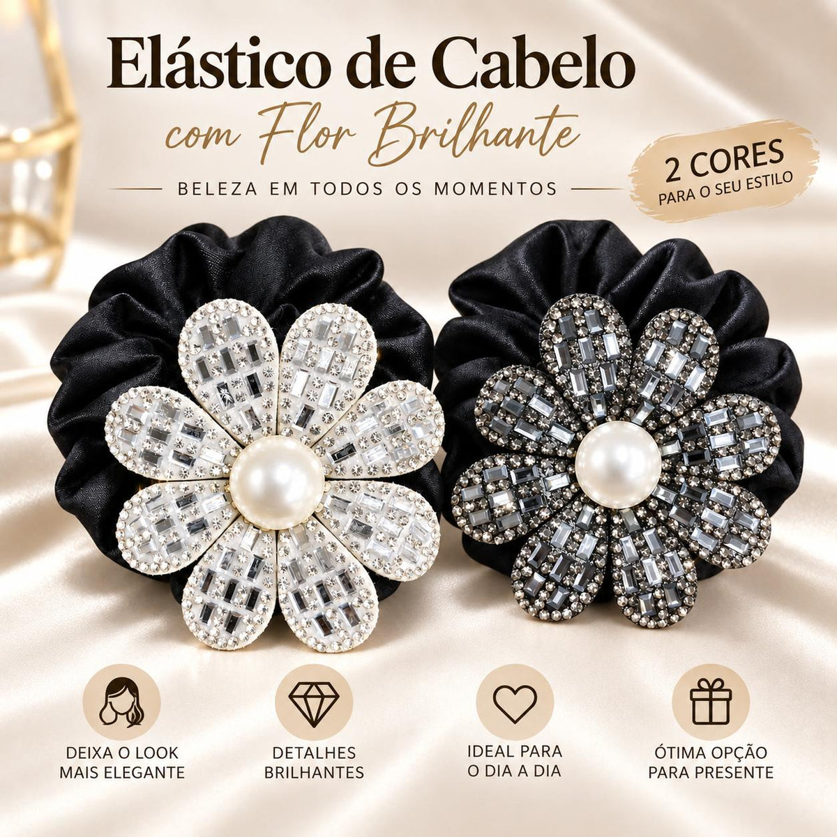 Elástico de Cabelo Flor Glamour
