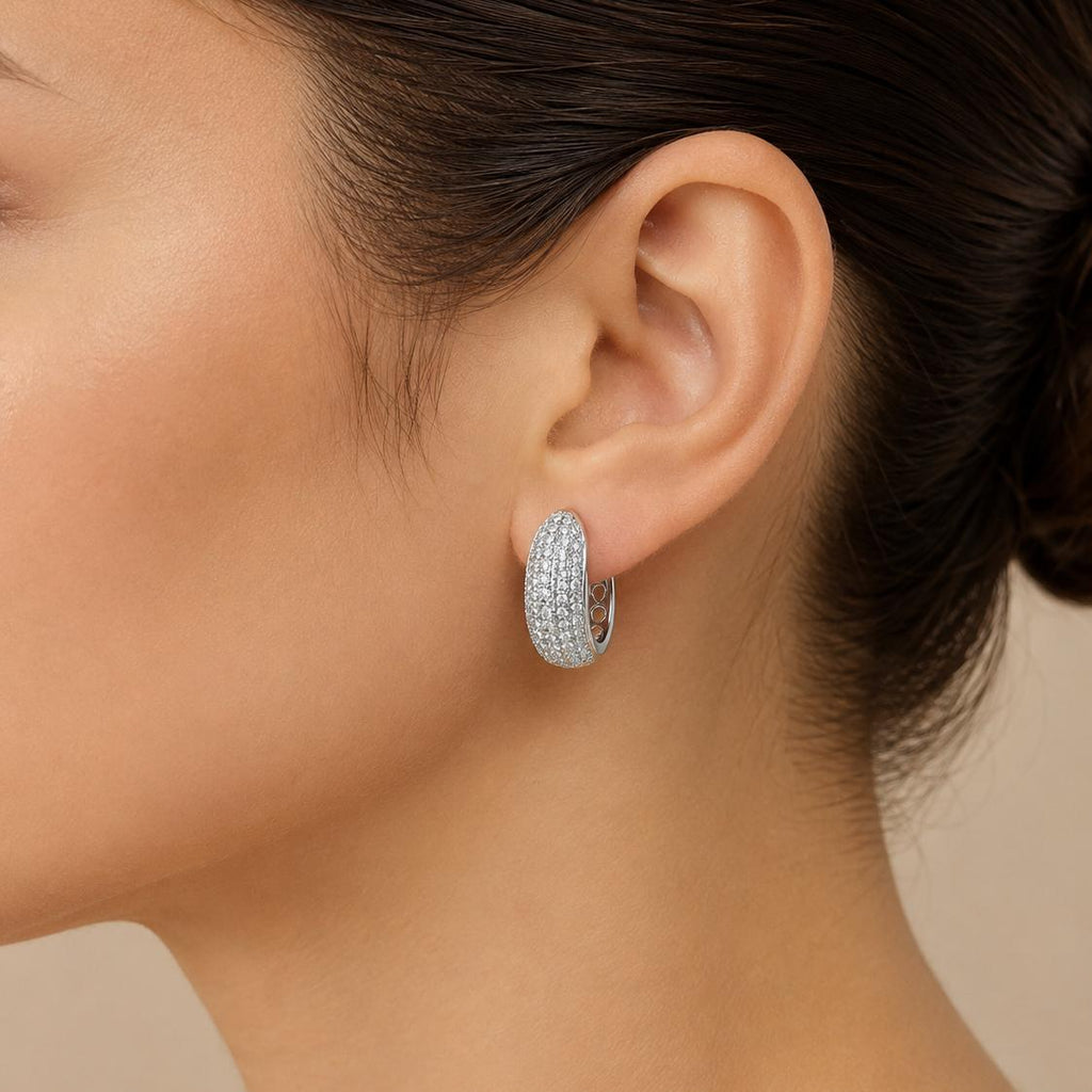 Brinco Argola Pave Zircônia Brilhante | Elegante para Uso Diário e Ocasiões Especiais