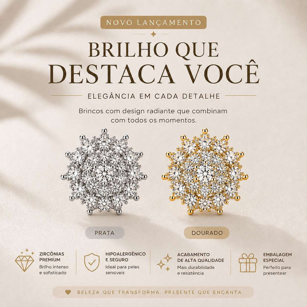 Brinco Flor de Neve em Zircônia Luxo