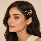 Kit Grampo de Cabelo Nó com Zircônia 2 Peças | Presilha Feminina Delicada Dourado e Prateado