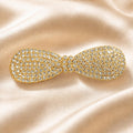 Presilha Laço Cheia de Zircônias Brilhantes | Grampo Elegante Dourado e Prateado para Cabelo Uso Diário e Festas
