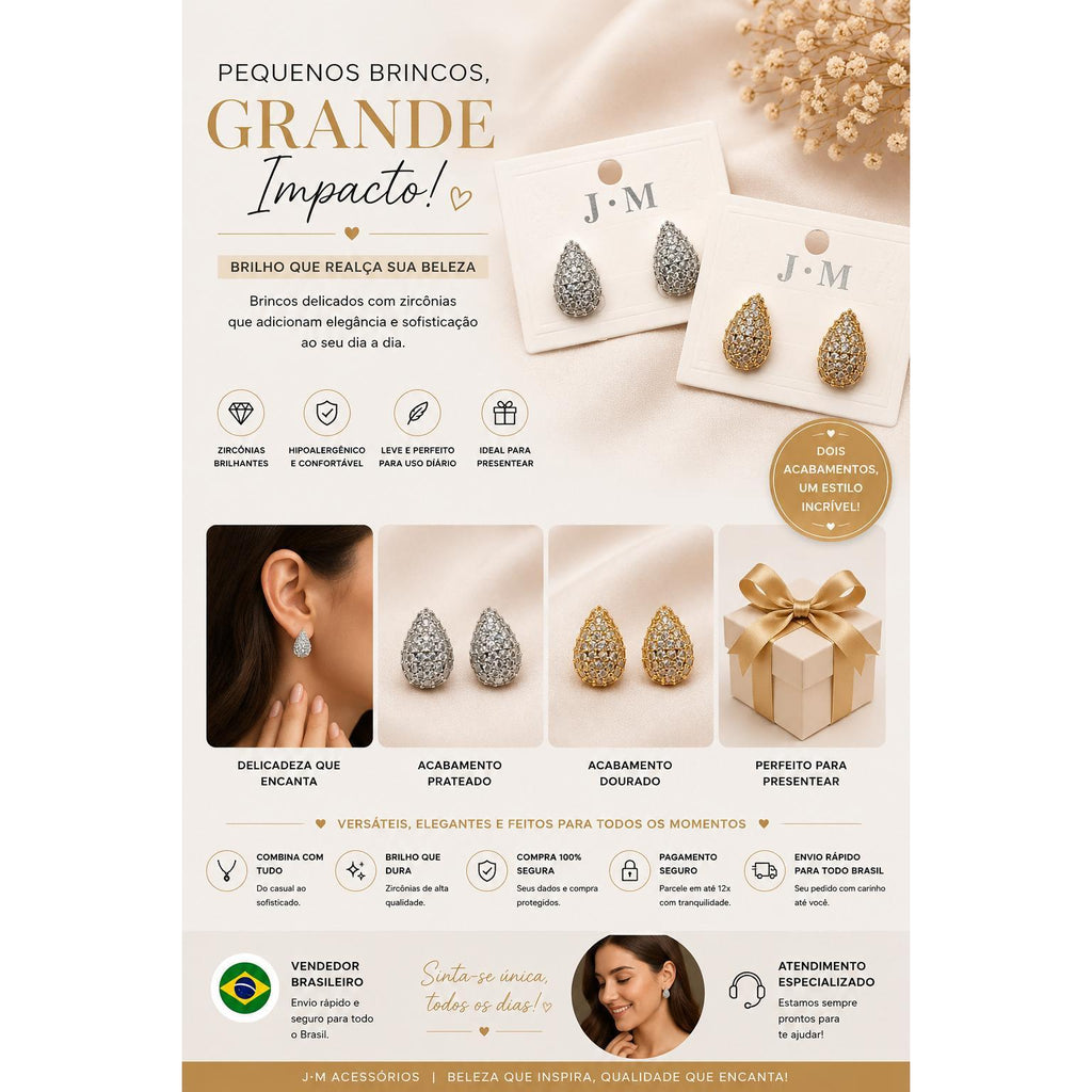 Harmonia Que Brilha Brinco Gota em Zircônia Luxo Acessório de Luxo com Brilho e Elegância para Qualquer Ocasião