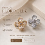 Brinco Flor com Pétalas de Zircônia Design Floral Elegante e Romântico Zircônias de Corte Marquise Brilho Luxuoso para Ocasiões Especiais