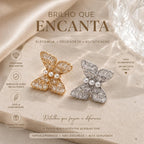 Brinco Borboleta com Zircônias Baguete e Pérolas