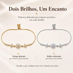 Pulseira Ajustável de Flocos de Neve com Zircônias Brilhantes | Pulseira Feminina Dourada e Prateada Acessório Delicado para Presente
