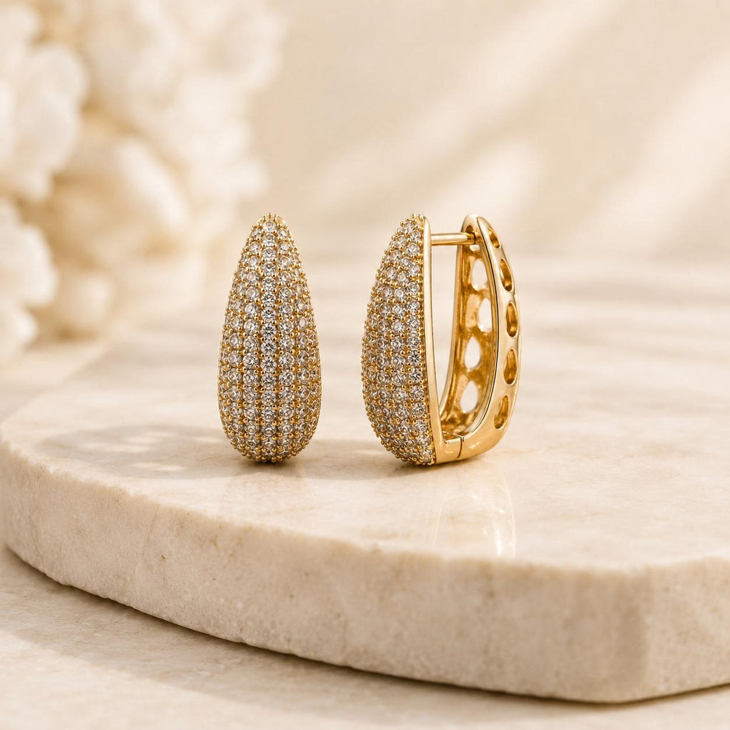 Brinco Gota Argola Pavê Zircônia Dourado/Prateado | Leve, Atemporal para Dia a Dia e Festas