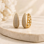 Brinco Gota Argola Pavê Zircônia Dourado/Prateado | Leve, Atemporal para Dia a Dia e Festas