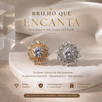 Brinco Flor de Sol com Zircônia Central Halo